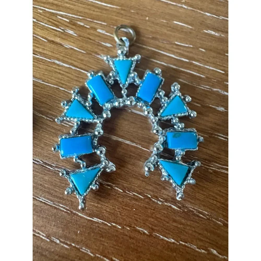 Blue Stone Pendant Lot Southwest Style Silver Tone 3 Pc Costume Jewelry
